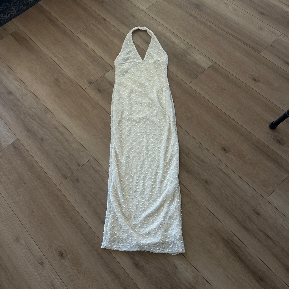 Elegant White Halter Dress